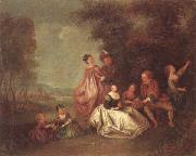 unknow artist, An elegant company dancing and resting in a woodland clearing
